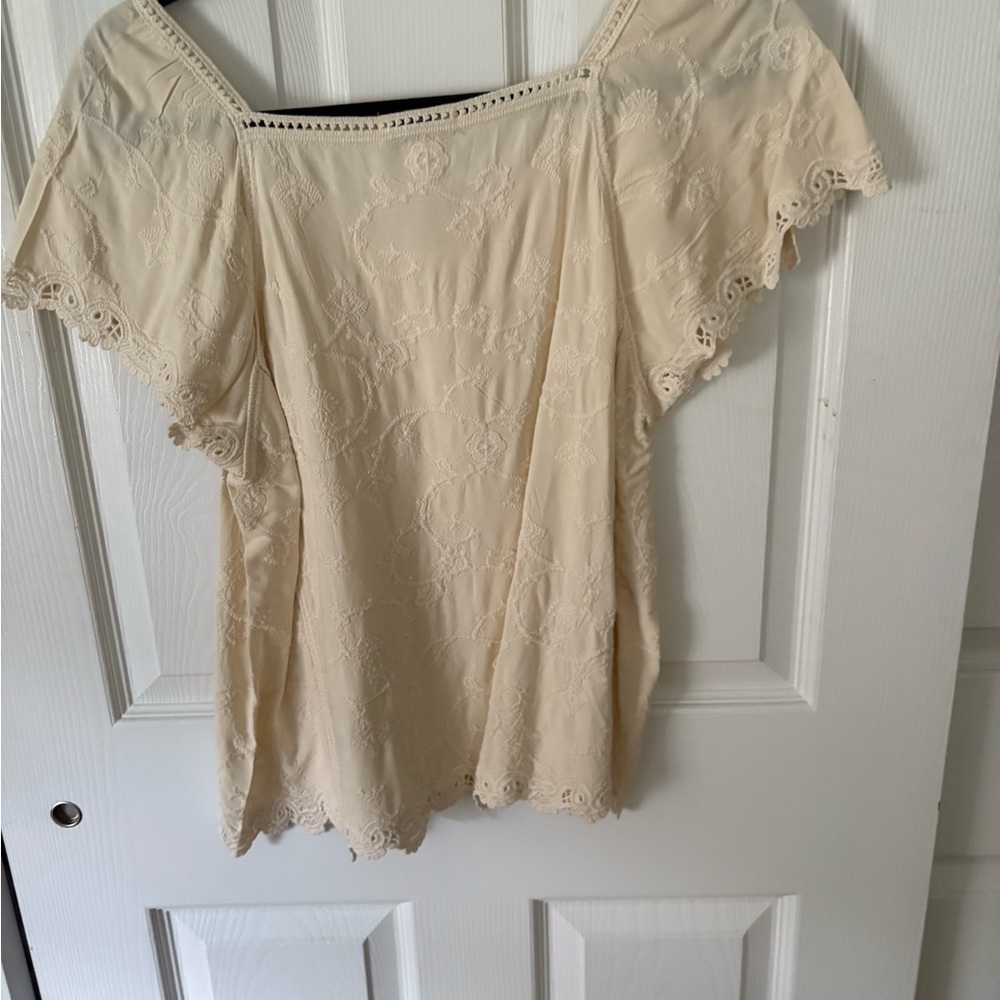 Democracy Beige Lace Blouse